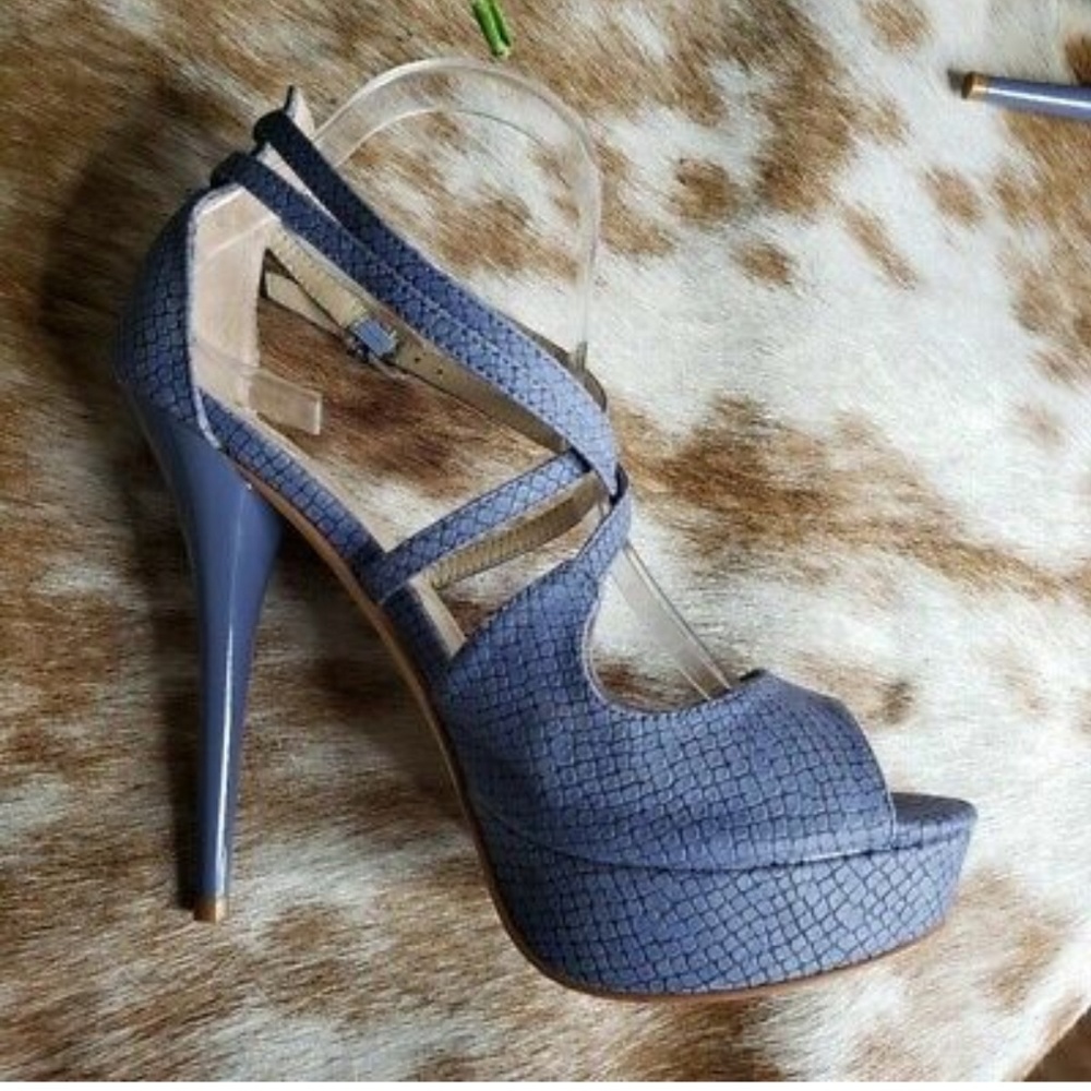 Marco Santi Blue Snakeskin Platform Stilettos